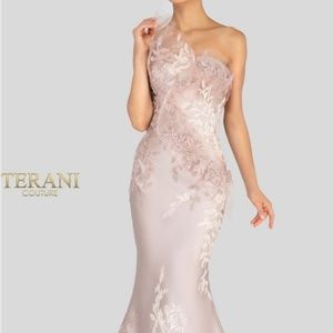 Terani Nude Pink Evening Dress Gown